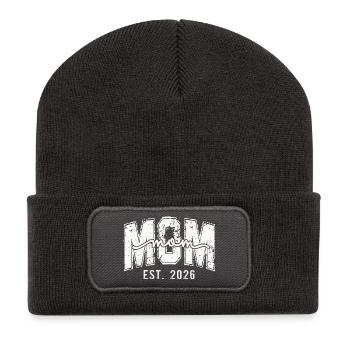 Mama Est. 2026 Design - Recycled Patch Beanie - dark grey - Front