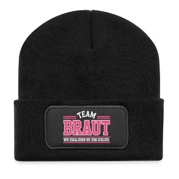 Team Braut Wir Eskalieren Crew Squad JGA Frauen - Recycelte Patch Beanie - Schwarz - Vorne