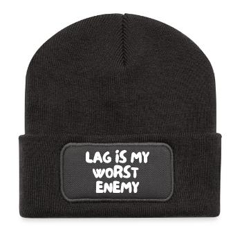 Lag ist mein schlimmster Feind - Recycelte Patch Beanie - Dunkelgrau - Vorne