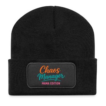 Chaos Manager Mama Edition – Funny Mama Saying - Recycled Patch Beanie - black - Front