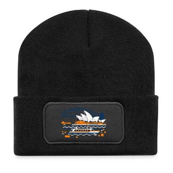 Sydney Opera Harbour Bridge Skyline - Recycelte Patch Beanie - Schwarz - Vorne