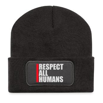 Déclaration du respect de tous les humains : l’humanité - Beanie recyclé à patch - charbon - Devant