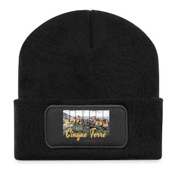 Cinque Terre Corniglia Riomaggiore Italien Vintage - Recycelte Patch Beanie - Schwarz - Vorne