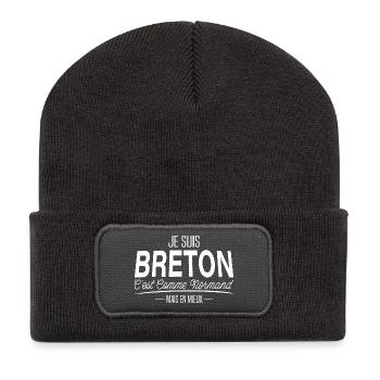 T-shirt Humour  Je suis Breton - Beanie recyclé à patch - charbon - Devant