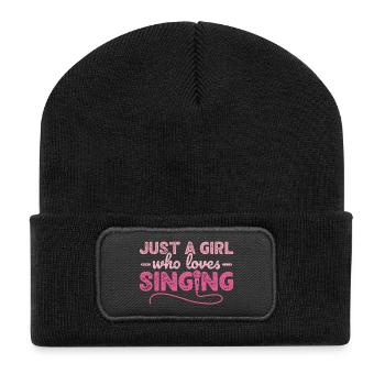 Nur ein Mädchen, das gerne Karaoke-Sängerin singt - Recycelte Patch Beanie - Schwarz - Vorne