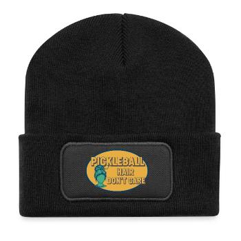 Pickleball Cheveux S’en Fiche, Joueur Drôle Amour - Beanie recyclé à patch - noir - Devant