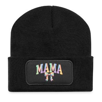 Mama Mom Life Floral Mom Baseball Mama - Recycled Patch Beanie - black - Front
