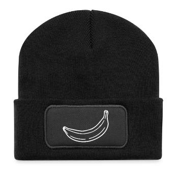 Banane minimal Geschenk minimalistisch  - Recycelte Patch Beanie - Schwarz - Vorne