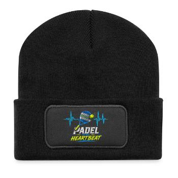 Padel is my heartbeat humour sport - Recycled Patch Beanie - black - Front