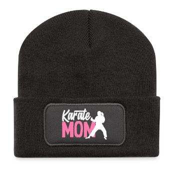 Karate Mama Kampfsport Mutter Kämpferin Frauen - Recycelte Patch Beanie - Dunkelgrau - Vorne