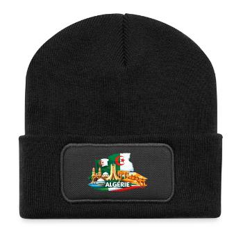 Algerisches Flaggenmonument Deco Wüstenreise - Recycelte Patch Beanie - Schwarz - Vorne