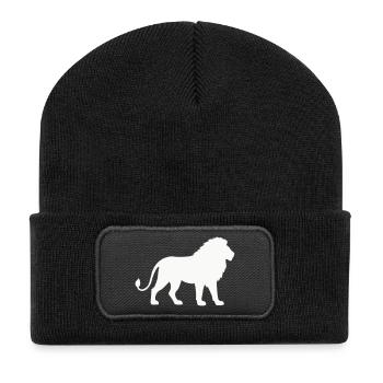 löwe - Recycelte Patch Beanie - Schwarz - Vorne