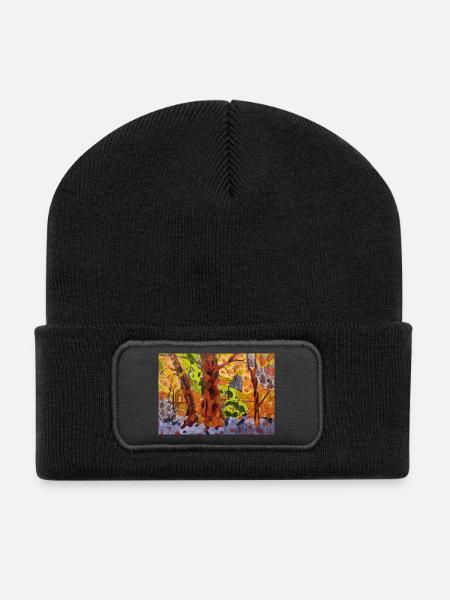 Le parc d’automne dans l’abstraction des couleurs - Beanie recyclé à patch - noir