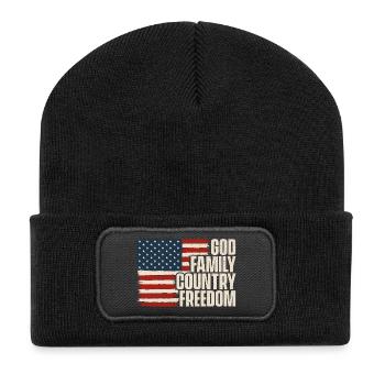 God Family Country Freedom Patriotic - Recycled Patch Beanie - black - Front
