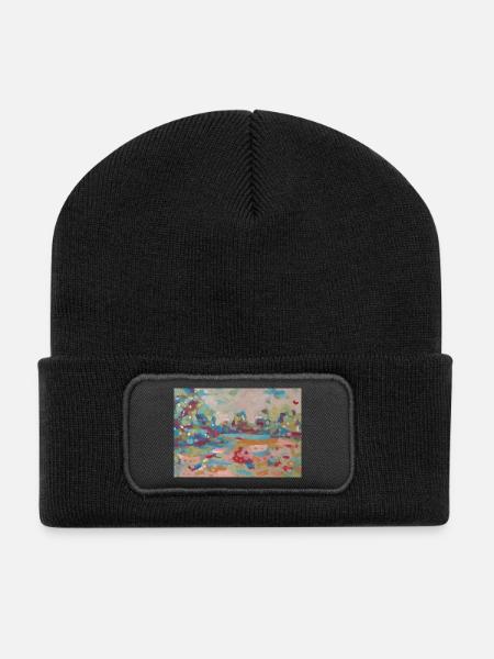 Paysage abstrait de taches colorées - Beanie recyclé à patch - noir