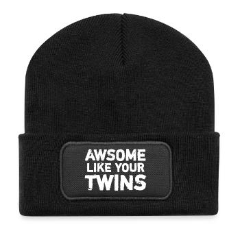 Zwilling Spruch  - Recycelte Patch Beanie - Schwarz - Vorne