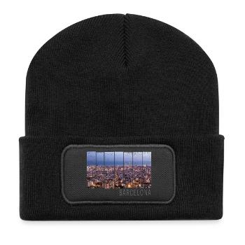 Barcelona in Katalonien mit Skyline Spanien Design - Recycelte Patch Beanie - Schwarz - Vorne