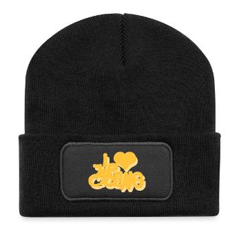 I_love_Cycling_gelb - Recycled Patch Beanie - black - Front