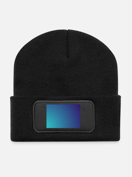Kreisender Cyan-Violett Gradient - Recycelte Patch Beanie - Schwarz