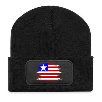 Liberia_Flagge_used - Recycelte Patch Beanie - Schwarz - Vorne