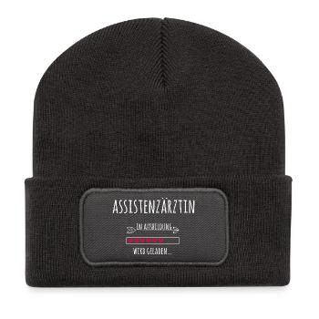 Assistenzärztin Ausbildung Medizinstudium Ärztin  - Recycelte Patch Beanie - Dunkelgrau - Vorne