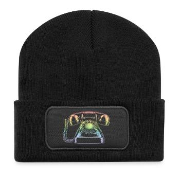 téléphone - Beanie recyclé à patch - noir - Devant