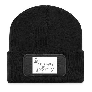 Fête Papa Dessin Ludique - Beanie recyclé à patch - noir - Devant
