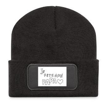 Fête Papa Dessin Ludique - Beanie recyclé à patch - charbon - Devant