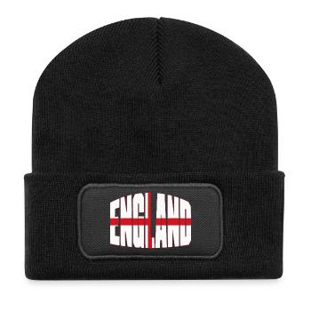 England Fussball Shirt, Englisches Fan Style - Recycelte Patch Beanie - Schwarz - Vorne
