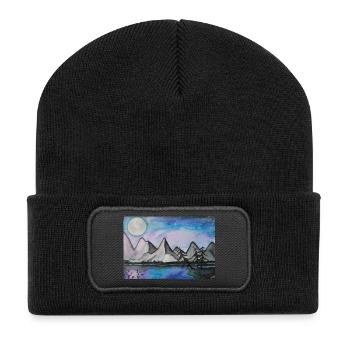 Moonlit night at the quiet lake - Recycled Patch Beanie - black - Front