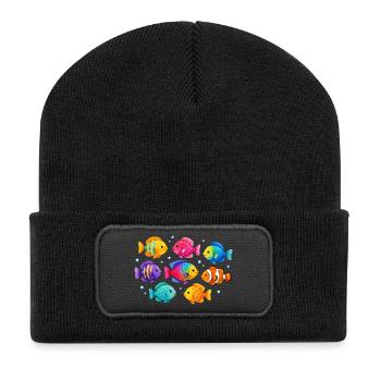 Colorful tropical fish for summer outfits - Recycled Patch Beanie - black - Front
