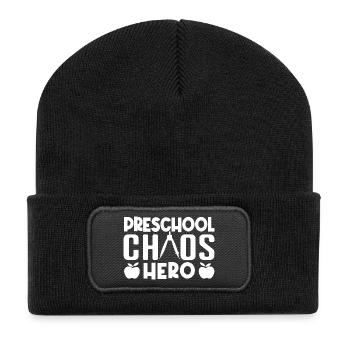 Preschool Teacher Chaos Hero Daycare Teacher - Recycled Patch Beanie - black - Front