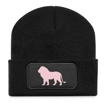 Pastell LöwenSilhouette - Recycelte Patch Beanie - Schwarz - Vorne