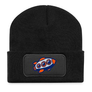 Space Rocket Illustration - Recycled Patch Beanie - black - Front