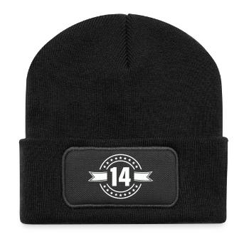 No.14 Badge Anniversary Design - Recycled Patch Beanie - black - Front