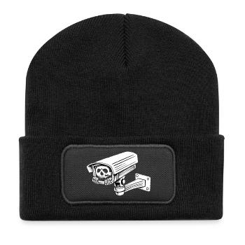 Humor Macabre Security Camera Gothic Skull - Recycled Patch Beanie - black - Front
