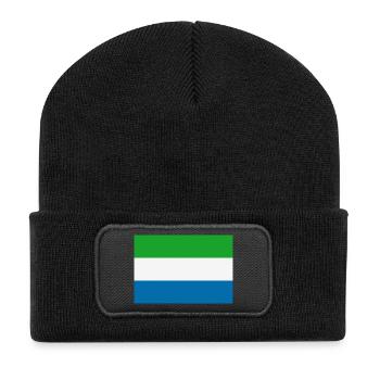 Sierra Leone-Flagge - Recycelte Patch Beanie - Schwarz - Vorne