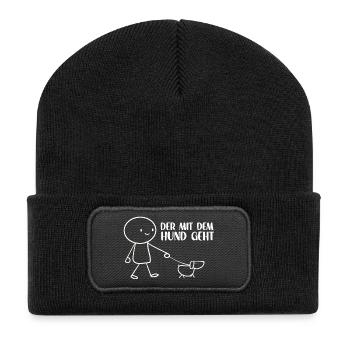 Gassi Outfit Hundehalter Geschenk Süßes Gassi - Recycelte Patch Beanie - Schwarz - Vorne