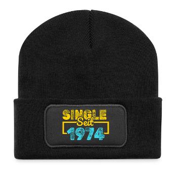 Single 1974 - Recycelte Patch Beanie - Schwarz - Vorne