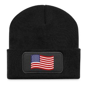 Flagge der Vereinigten Staaten - Recycelte Patch Beanie - Schwarz - Vorne