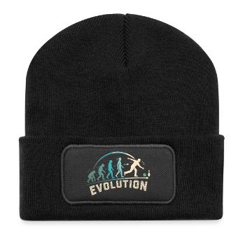 Bowling Evolution Vom Affen Zum Bowler Retro - Recycelte Patch Beanie - Schwarz - Vorne