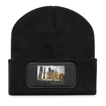 Dubai Marina in VAE Skyline Vintage Panorama - Recycelte Patch Beanie - Schwarz - Vorne