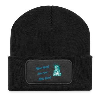 New York - Recycelte Patch Beanie - Schwarz - Vorne