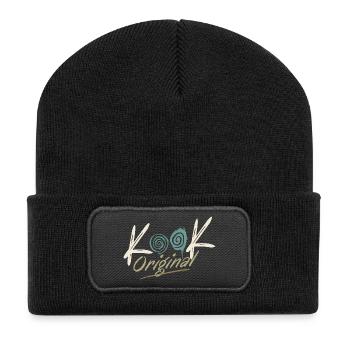 Kook Original Groovy Spiral Retro 70s - Recycelte Patch Beanie - Schwarz - Vorne