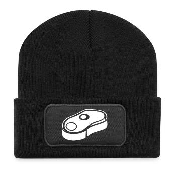 Steak Fleisch Barbecue Grill Geschenk  - Recycelte Patch Beanie - Schwarz - Vorne