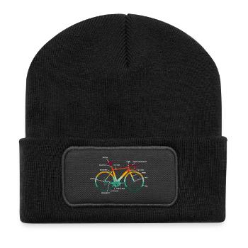 Fahrrad Teile Anatomie im Retro-Design - Recycelte Patch Beanie - Schwarz - Vorne
