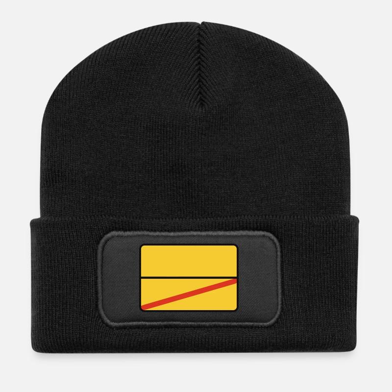 Ortsschild - Recycelte Patch Beanie - Schwarz