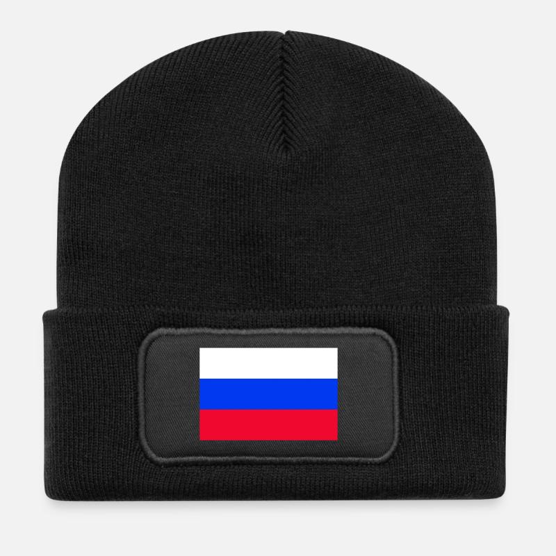 Russland - Recycelte Patch Beanie - Schwarz
