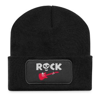 rock_skeleton - Recycelte Patch Beanie - Schwarz - Vorne