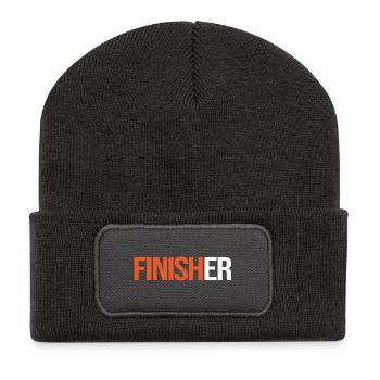 Finisher Sport T-Shirt zum Anpassen - Recycelte Patch Beanie - Dunkelgrau - Vorne